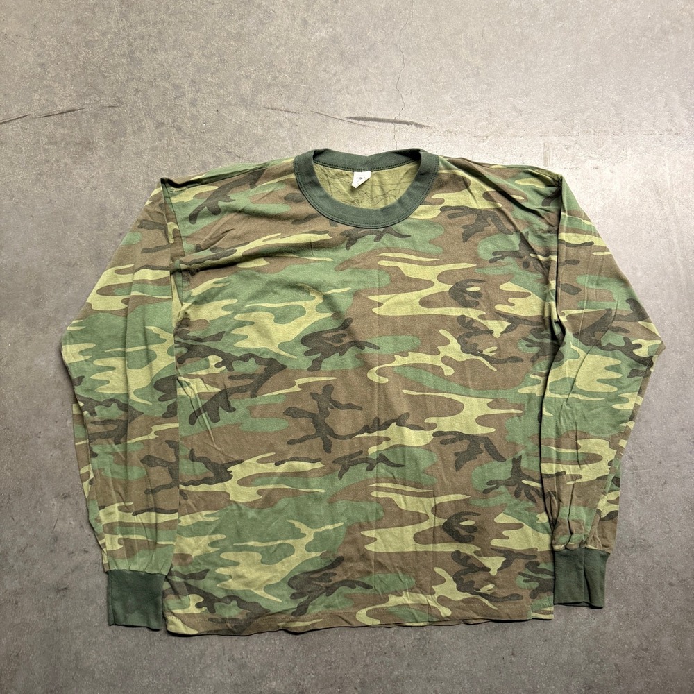 Vintage Tee Swing Camo Long Sleeve T-Shirt XL Woodland Camouflage Made in USA